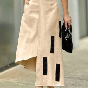 Urban Pocket Stitching Regular Fit Skirt, Skirts, color:Khaki|size:XXL, Stylewe