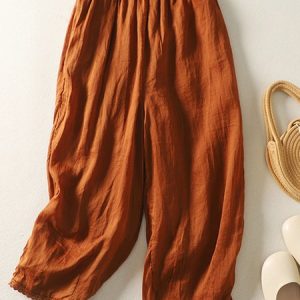 Casual Plain Ankle Pants Pant, Pants, color:Brick Red|size:XXL, catalog Noracora shop