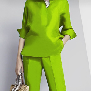 Plus Size Loose Shirt Collar Plain Urban Blouse, Plus Tops, color:Green|size:4X, Stylewe