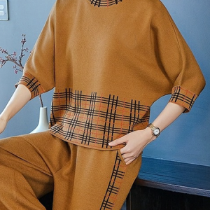 Medium Elasticity Urban Crew Neck Short Sleeve Sweater, Pullovers, color:As Picture|size:XXL, Stylewe