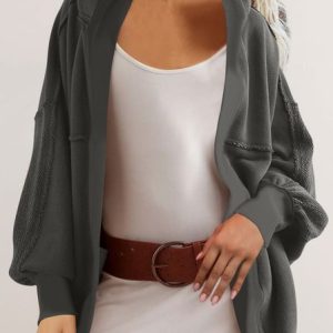 Women's Plain Buttoned Regular Loose Jacket, Outerwear, color:Gray|size:XXL, catalog Noracora shop