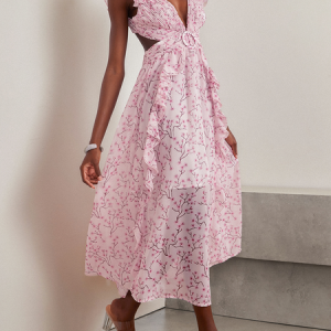Women Small Floral V Neck Sleeveless Comfy Sexy Maxi Dress, Dresses, color:Light Pink|size:XL, catalog Noracora shop