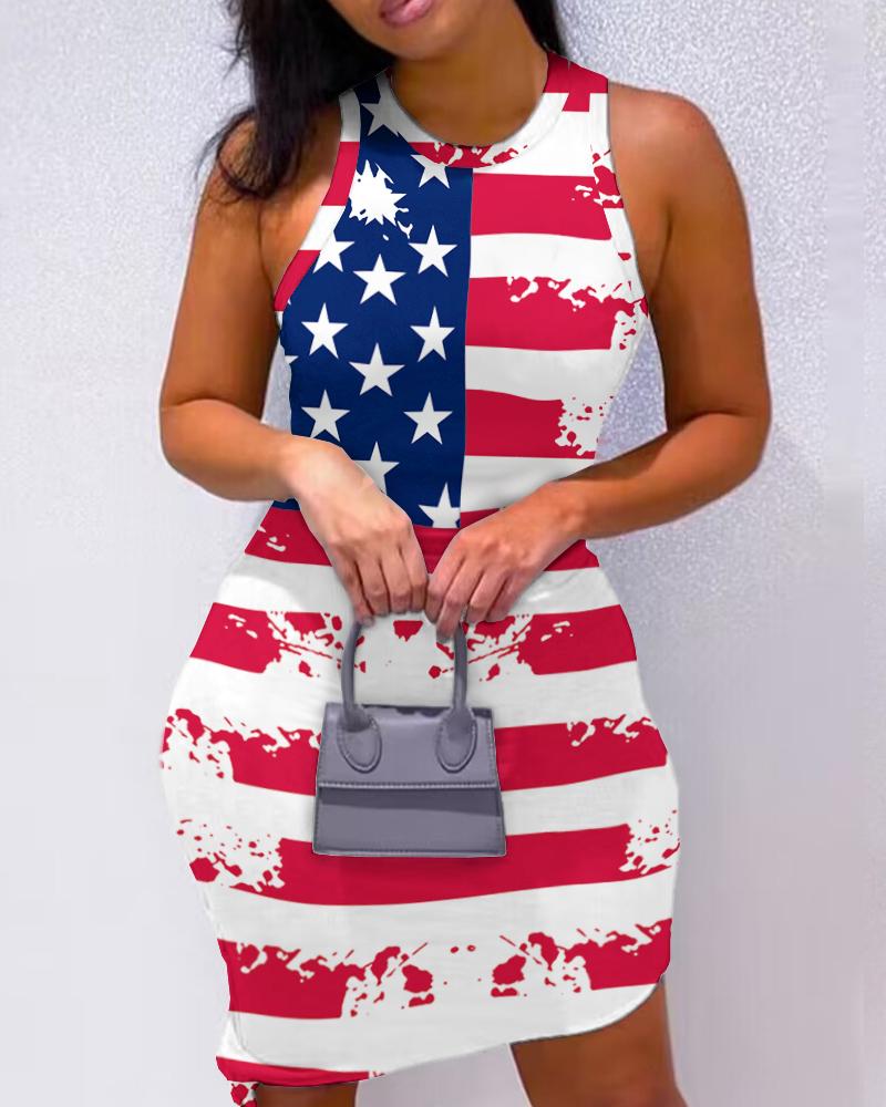 Independence Day Flag Print Sleeveless Bodycon Dress, Bodycon Dresses, ChicMe catalog