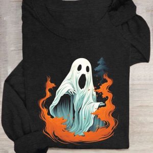 Casual Halloween Crew Neck Long Sleeve T-shirt, T-shirts, color:Black|size:3XL, catalog Noracora shop