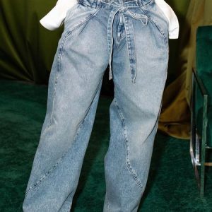 Plain Loose Wide leg Denim Casual Jeans, Jeans, color:Light Blue|size:XXL, Stylewe