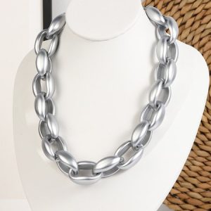 Exaggerated Chunky Chain Necklaces, Necklaces, color:Silver|size:One-size, Stylewe