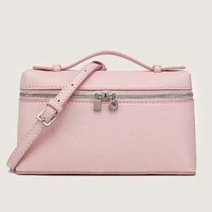Minimalist Double Zip Embossed Handbag Commuting Mini Crossbody Bag, Bags, color:Pink|size:One-size, Stylewe