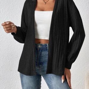 Women's Spring/Fall Outerwear Casual Zipper Plain Long Sleeve Jacket, JustFashionNow Jackets, color:Black|size:XXL,
