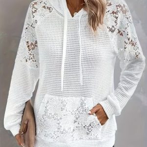 Casual Hoodie Plain Sweatshirt Lace, Hoodies & Sweatshirts, color:White|size:XL, catalog Noracora shop