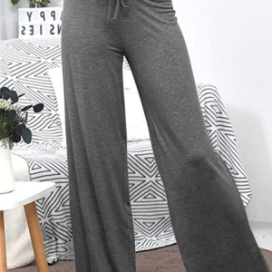 Women's Trousers Wide Leg Pants Daily Going Out Casual Jersey Plain Spring/Fall Pants, JustFashionNow Pants, color:Deep Gray|size:3XL,