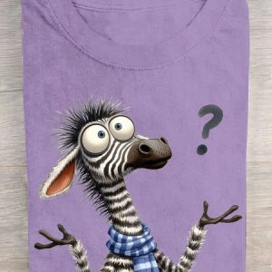 Loose Zebra Casual Cotton T-Shirt, T-shirts, Lilicloth.com