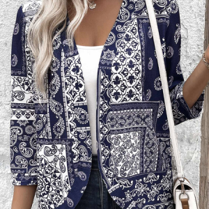 Women's Ethnic Buckle Regular Regular Fit Blazer, Blazers, color:White|size:3XL, catalog Noracora shop
