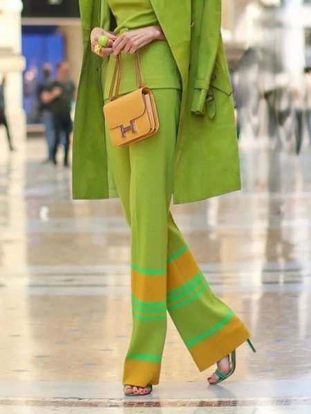 Color Block Casual Regular Fit Pocket Stitching Pants, Pants, color:Green|size:XXL, Stylewe