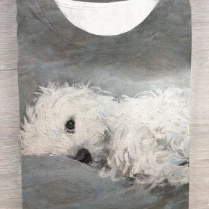 Crew Neck Casual Dog Loose Jersey T-Shirt, T-shirts, Lilicloth.com