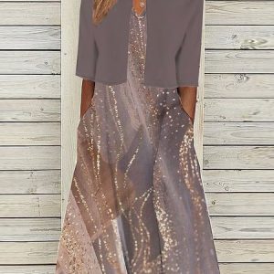 Crew Neck Casual Gradient Pattern Two-Piece Set, Sets, color:Dark Pink|size:XXL, catalog Noracora shop