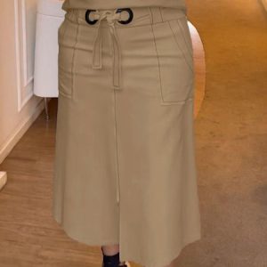 Urban A-line Belted Mid Skirt, Skirts, color:Khaki|size:XXL, Stylewe