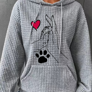 Women's Palm High-Fives Dog Paw Print Simple Dog Hoodie, Hoodies&Sweatshirts, Lilicloth.com