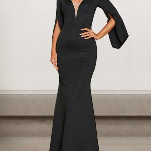 Women Plain Long Sleeve Comfy Sexy Maxi Dress, Dresses, color:Black|size:XL, catalog Noracora shop