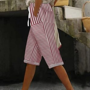Casual Striped Fifth Pants Pant, Pants, color:Red|size:XXL, catalog Noracora shop
