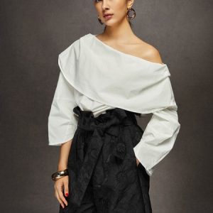 Elegant Asymmetrical Off Shoulder Blouse, Blouses and Shirts, color:White|size:XXL, Stylewe