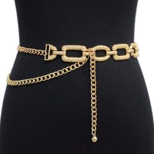 Geometric Hollow Metal Waist Chain, Belts, color:Golden|size:One-size, Stylewe