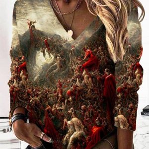 Casual V Neck Halloween Sweatshirt Printing, Hoodies & Sweatshirts, color:Brown|size:XXL, catalog Noracora shop