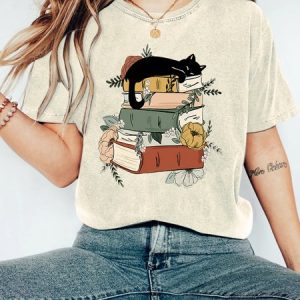 Cat Book Vintage Distressed Shirt, T-shirts, Lilicloth.com
