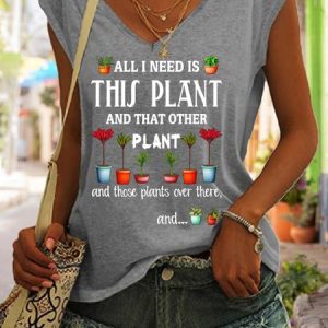 All I Need Is This Plant And That Other Plant Plant Lover V Neck Knit Tank, Tank Tops, Lilicloth.com