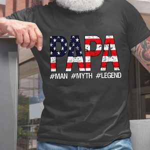 American Flag Papa Cotton Short Sleeve Casual T-Shirt, T-shirts, Lilicloth.com