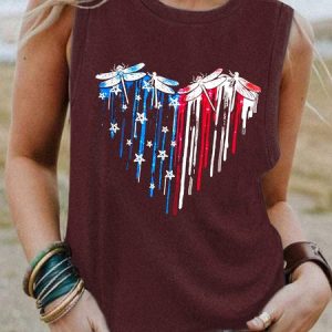 American flag Dragonfly Casual Tank & Cami, Tank Tops, Lilicloth.com