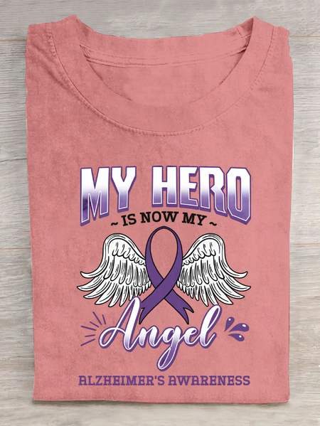 My Hero Is Now My Angel Alzheimer's Awareness Cotton T-Shirt, T-shirts, Lilicloth.com