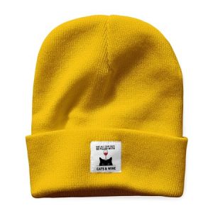 May Your Day Full Of Cat And Wine Animal Graphic Beanie Hat, Hats, Lilicloth.com