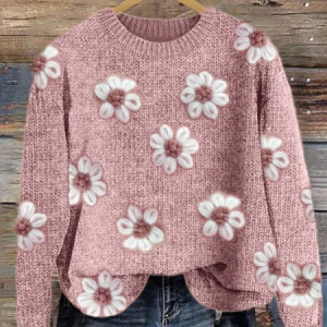 Flowers Crochet Cozy Knit Sweater, Sweaters, Lilicloth.com