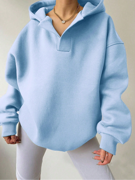 Women's Plain Spring/Fall Long Sleeve Casual Daily Hoodie, JustFashionNow Sweatshirts & Hoodies, color:Light Blue|size:L,