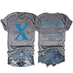 Generation X Crew Neck Loose Text Letters Simple T-Shirt, T-shirts, Lilicloth.com