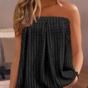 Ruched Bandeau Textured Tank Top, Tanks & Crop Tops, ChicMe catalog