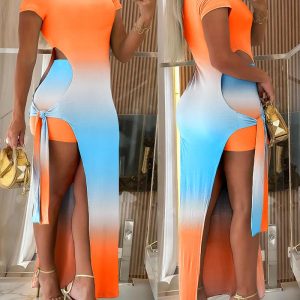 Ombre Tied Detail Top & Shorts Set, Two-piece Sets, ChicMe catalog