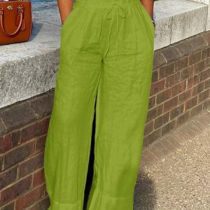 Vacation Plain Loose Long Wide leg Pants, Pants, Lilicloth.com