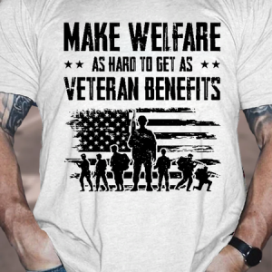 MensвЂs Make Welfare As Hard To Get As Veteran Benefits Loose Cotton Casual Crew Neck T-Shirt, T-shirts, Lilicloth.com