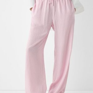 Women's Trousers Elastic Waist Straight Pants Daily Going Out Casual Striped Spring/Fall Pants, JustFashionNow Pants, color:Pink|size:L,