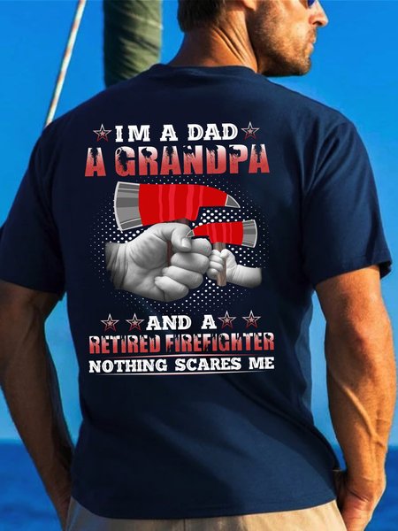 I'm A Dad/Grandpa/Retired Firefighter Back Print T-Shirt, T-shirts, Lilicloth.com
