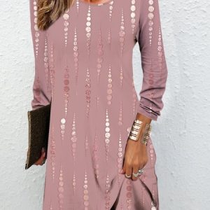 Geometric printed casual round neck dress, Dresses, Lilicloth.com