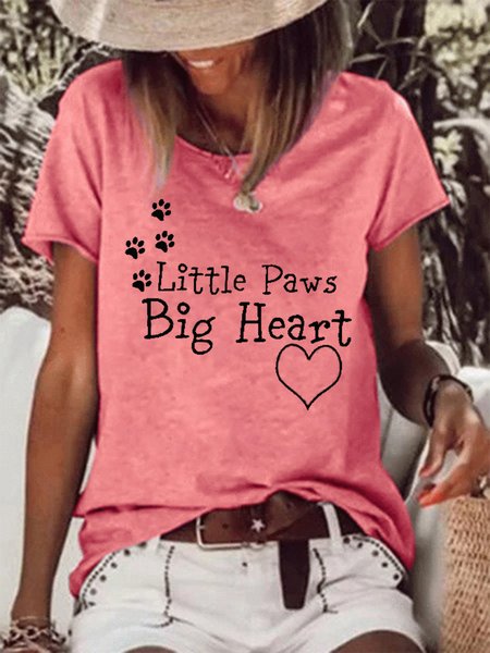 Women Funny Dog Little Paws Big Heart Loose T-Shirt, T-shirts, Lilicloth.com