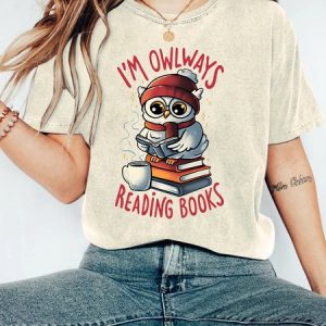 Owlways Reading Books Vintage Distressed Shirt, T-shirts, Lilicloth.com