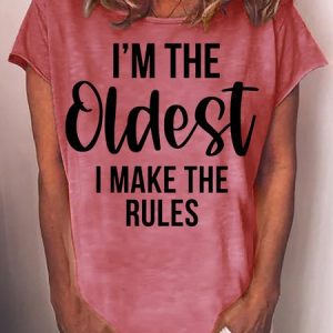 Womens Funny Oldest Sister Loose Crew Neck T-Shirt, T-shirts, Lilicloth.com