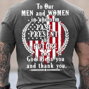 American Flag God Bless You And Thank You Cotton Vintage Crew Neck T-Shirt, T-shirts, Lilicloth.com