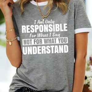 I Am Only Responsible For What I Say Letter Graphic Ringer Tee, T-shirts, Lilicloth.com