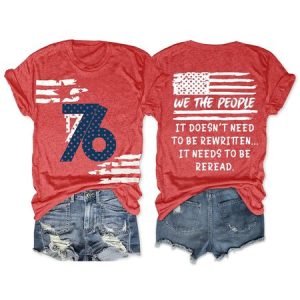 We the People 4th of July 1776 Text Letters Simple T-Shirt, T-shirts, Lilicloth.com