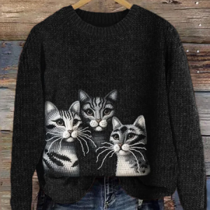 American Shorthair Cats Crochet Cozy Knit Sweater, Sweaters, Lilicloth.com
