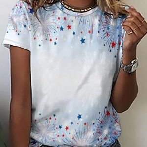 American Flag Star Fireworks Vintage Loosen T-Shirt, T-shirts, Lilicloth.com